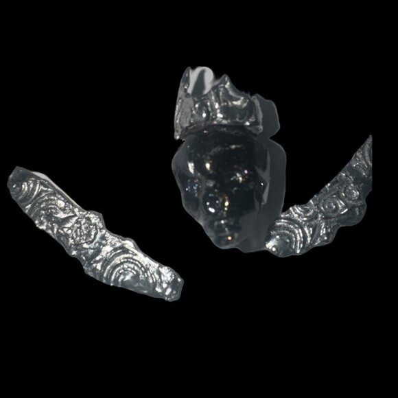 Mixed Media Crystal Skull Pendant & VNTG Art-Deco Black Onyx & Silver Metalwork - Picture 6 of 17